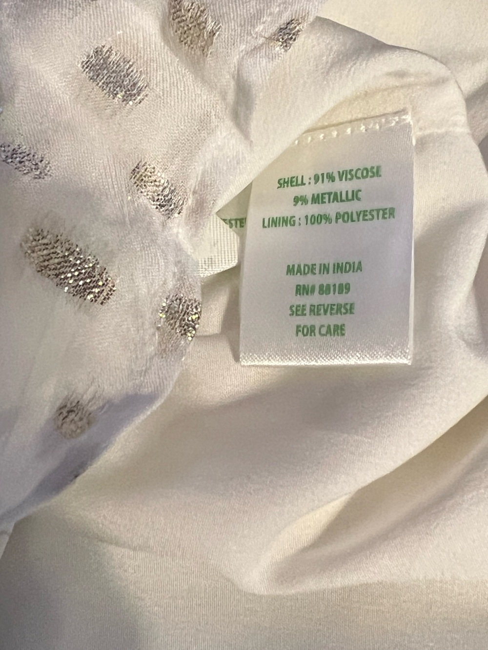 NWT Lilly Pulitzer Coconut Ivory Top with Metallic Gold Dot Print - Picture 4 of 7